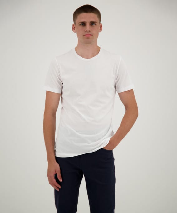 RAGMAN Pimacotton T-shirts med O-hals hvid/sort (2-PACK) - Billede 2