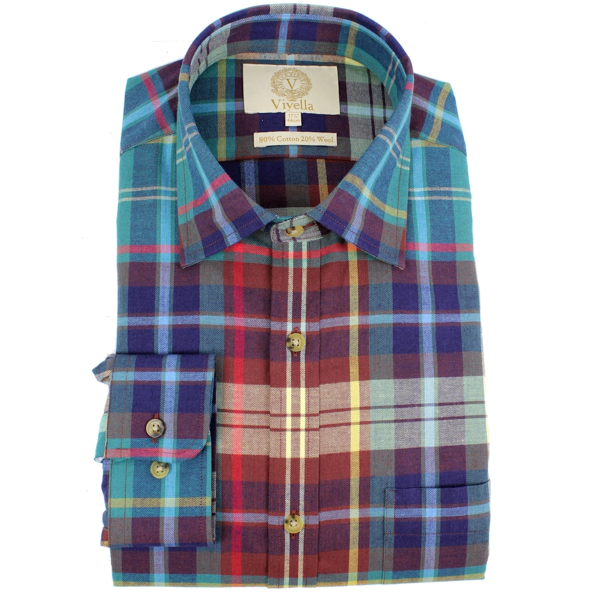 Viyella Skjorte Navy Chocolate Plaid
