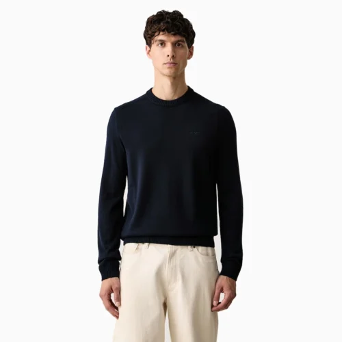 BOSS Avac striktrøje i Navy – front