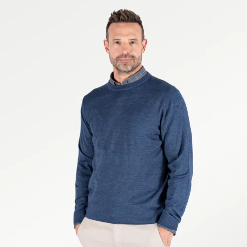 Pre End Malcom bomuldsstrik med O-hals i blå